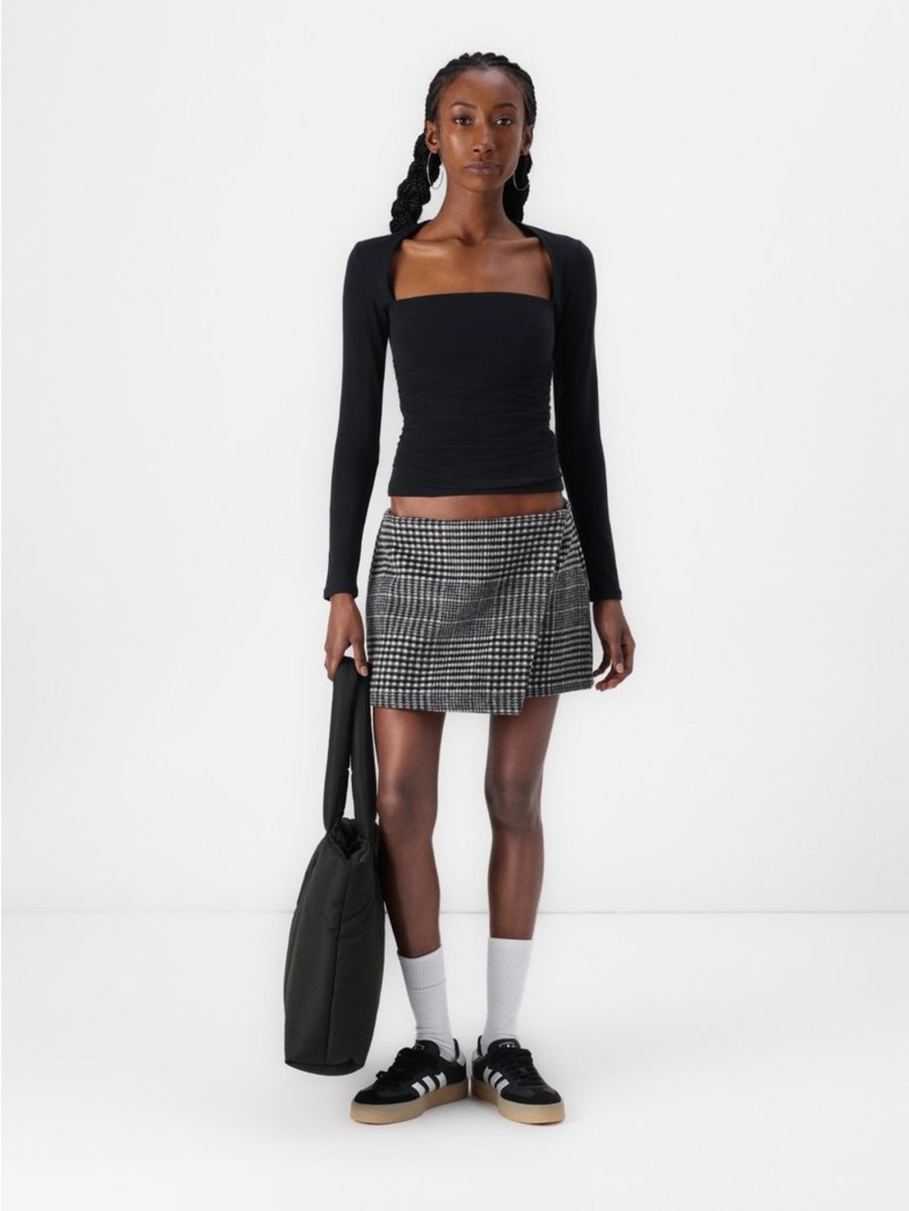 Abercrombie Houndstooth Plaid Mini Skirt - Black & White